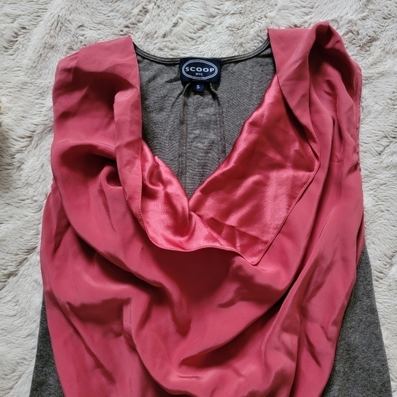 Scoop NYC Pink Silk Gray Fabric Sleeveless Lightweight Blouse Size S - Picture 2 of 10